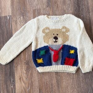 Vintage Bear Sweater with Red Tie